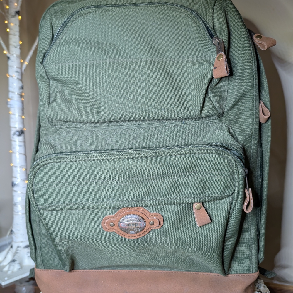 Jeep Olive Backpack with Tan Accents